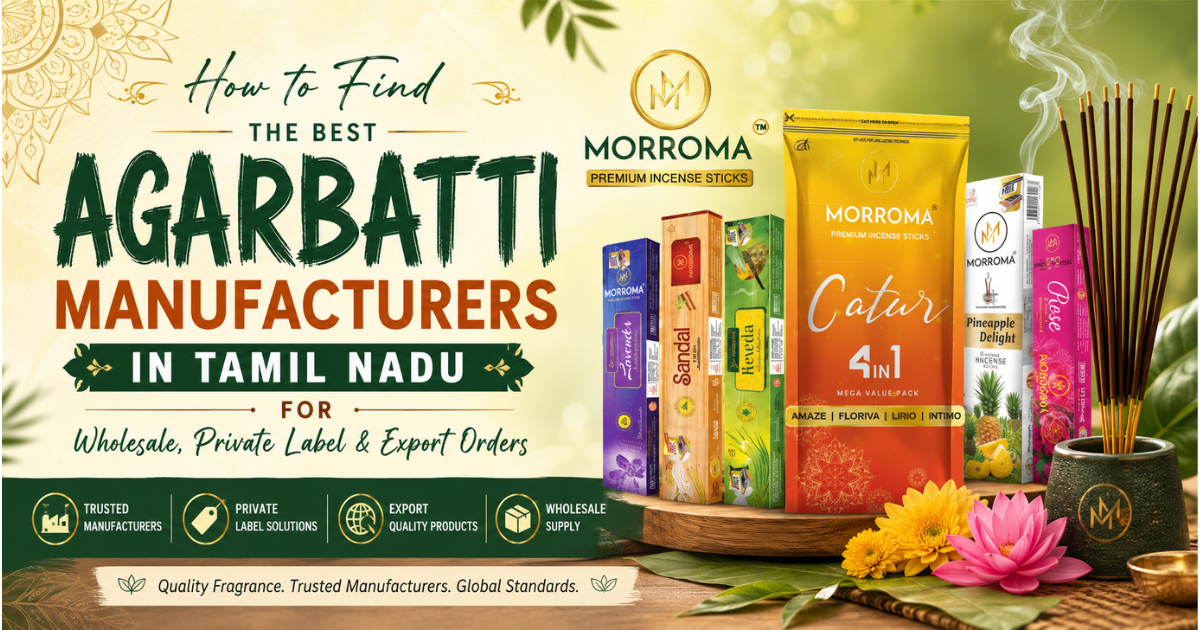 Modern agarbatti manufacturers in Tamil Nadu producing premium incense sticks for wholesale, private label, OEM manufacturing, and global export by Ashic Agarbatti.